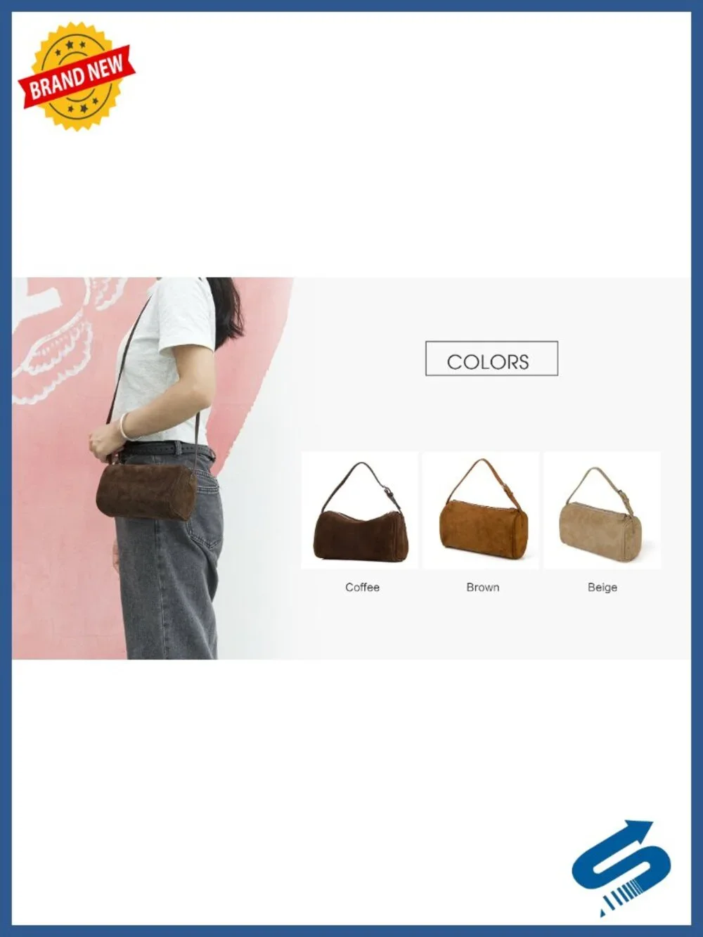 Premium Suede Leather Crossbody Hobo Bag with Adjustable Strap